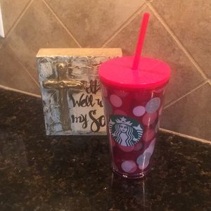 NWOT Starbucks Pink polka dot tumbler